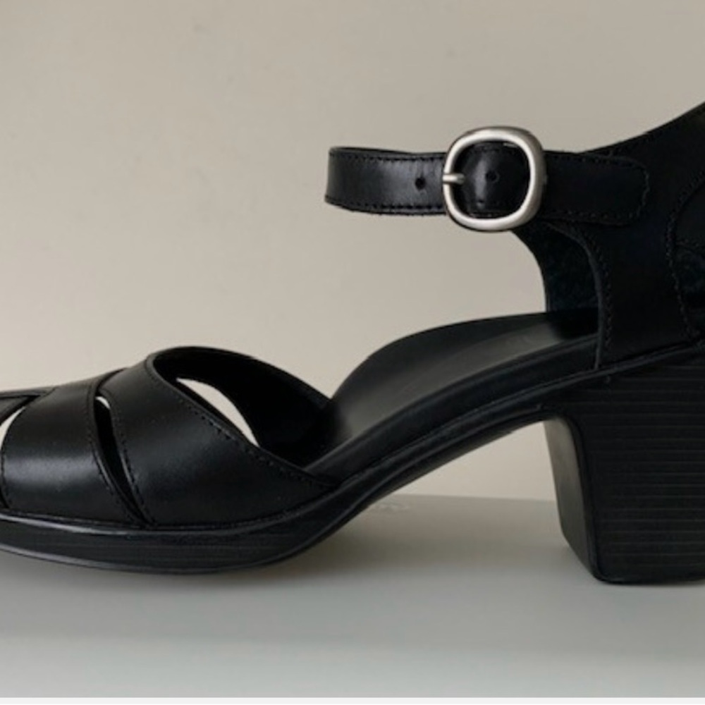 Dansko Bliss Black Nappa Pump Heels Ankle Strap Size EU 38